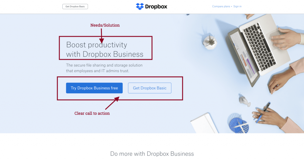 dropbox sales page