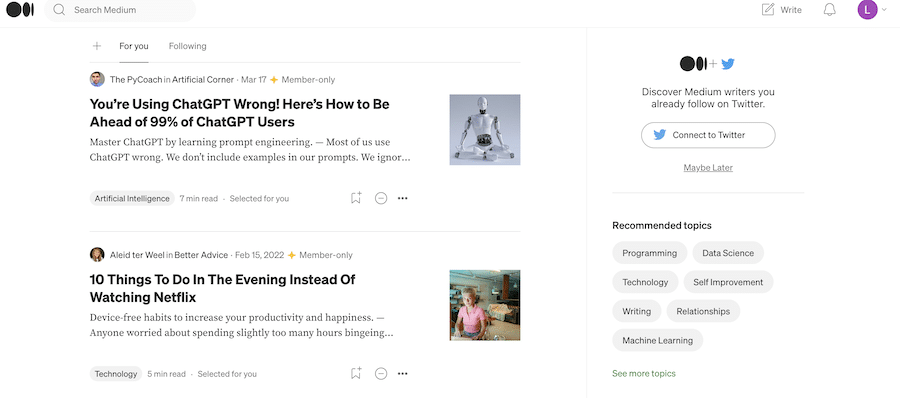 a minimal website like medium is easy to follow-along and navigate.