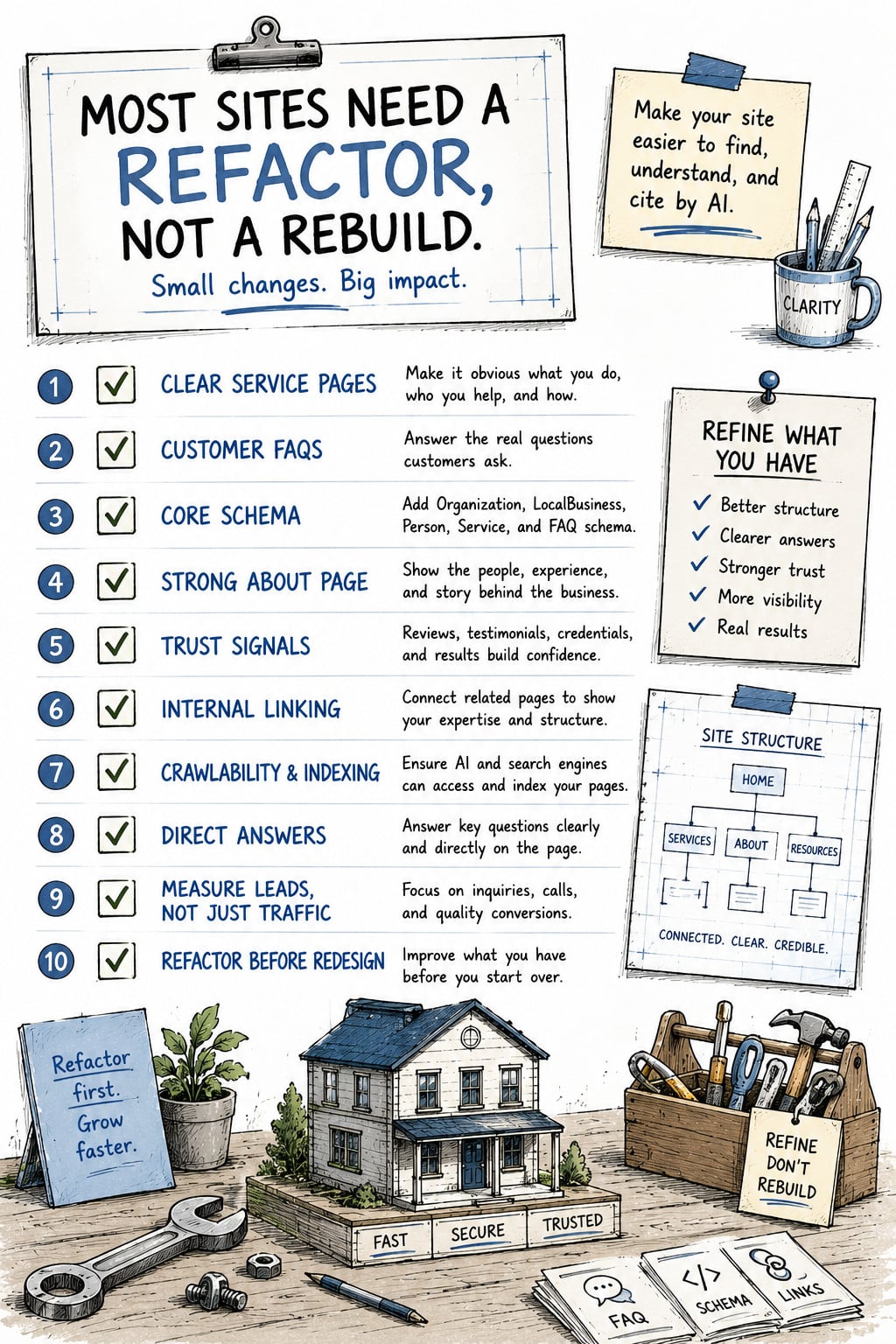 Refactor checklist for AI action steps to prepare your website