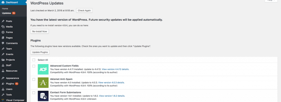 wordpress updates